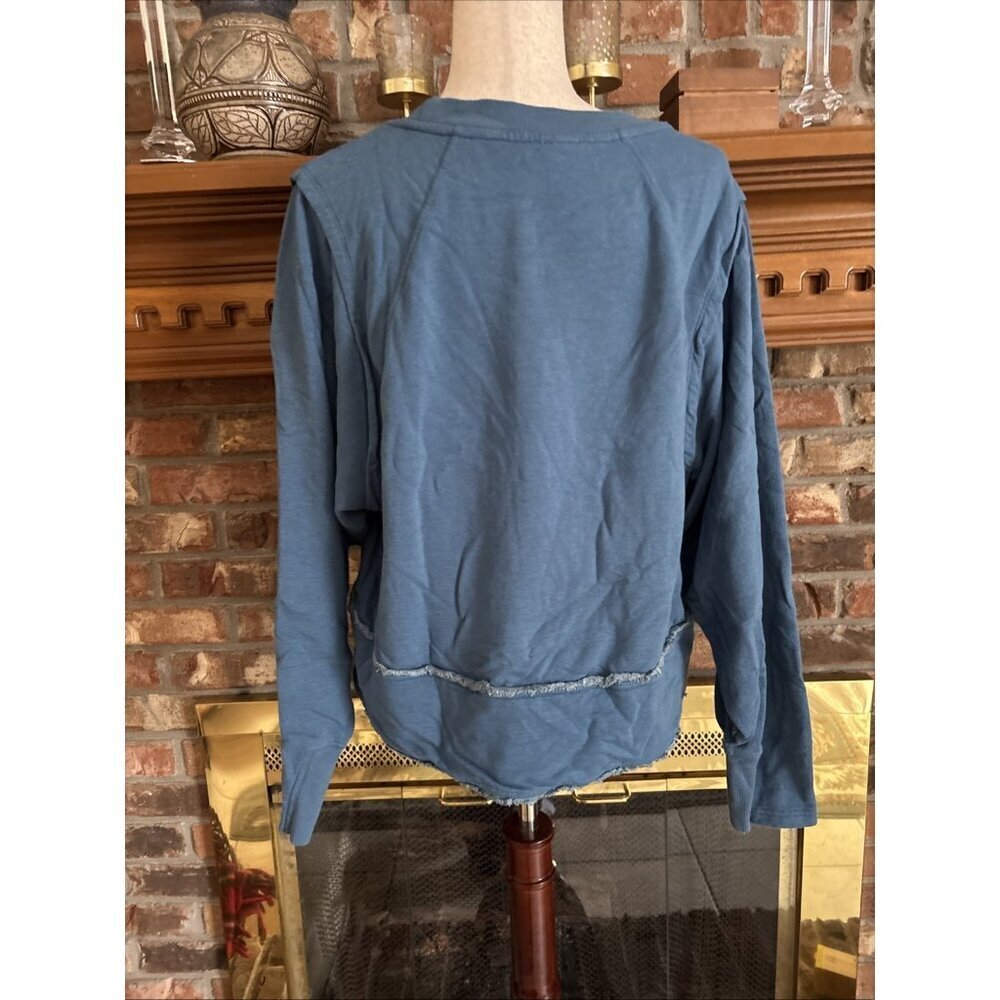 Free People Movement Metti Crew Sweatshirt Size Large Blue Cropped - Picture 3 of 6